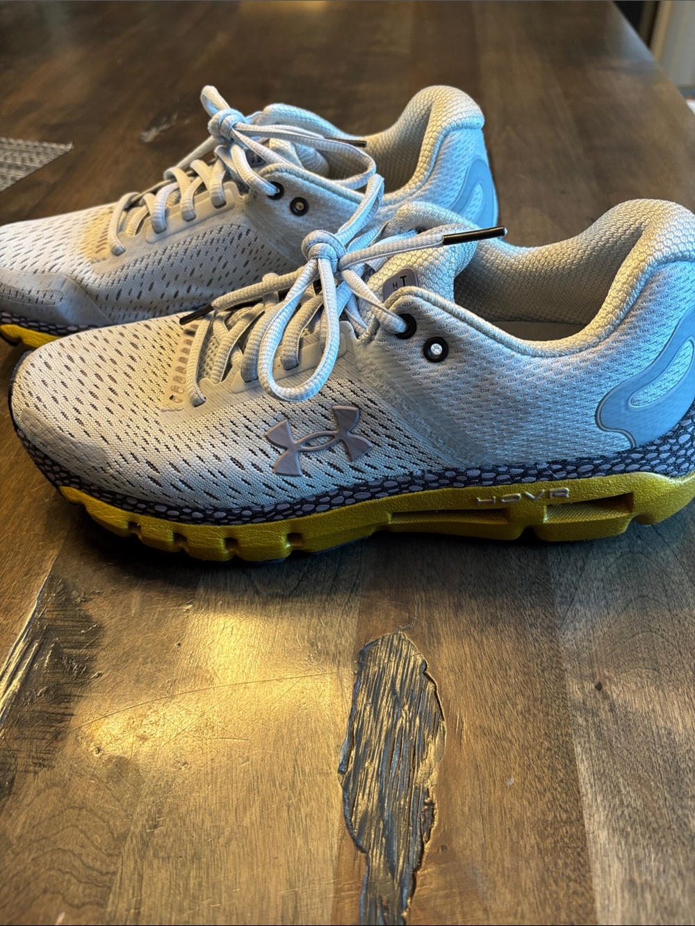 Under Armour Woman’s Light Gray and Gold Athletic Running Shoes